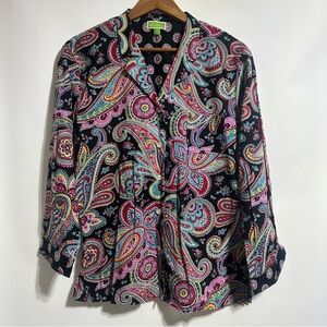 Very Bradley Paisley Print multicolor colorful Women's button up shirt M